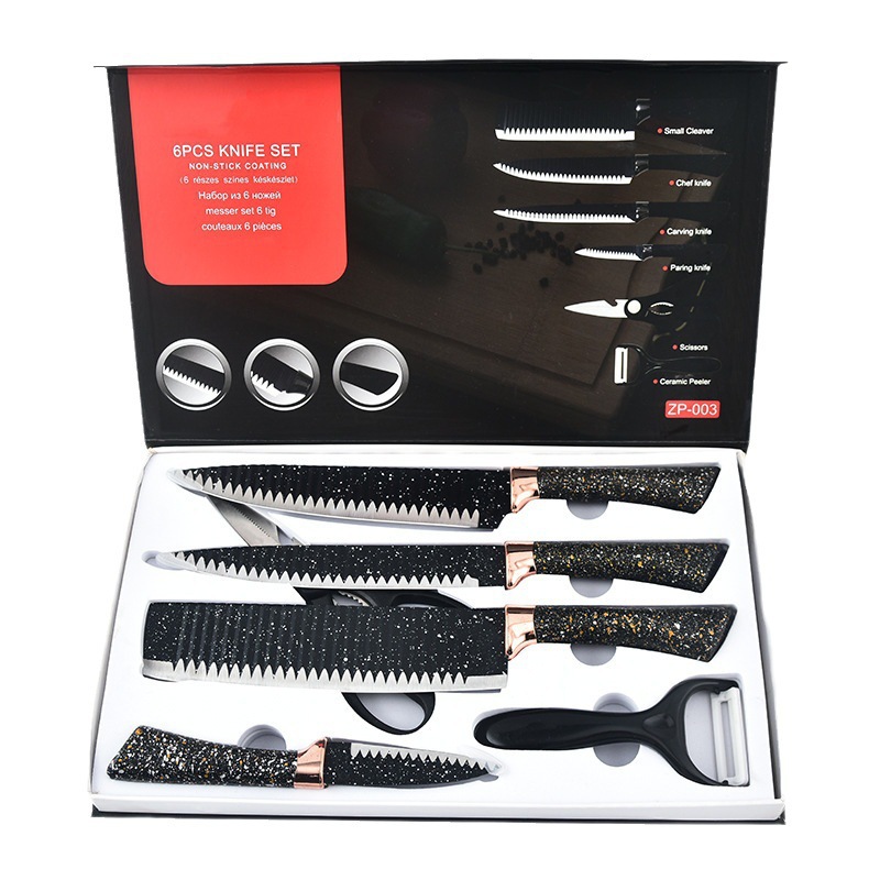 Comercio exterior al por mayor mango de herradura ondulado punto de pulverización conjunto de seis piezas conjunto de cocina de acero inoxidable herramientas de pulverización de pintura comercial