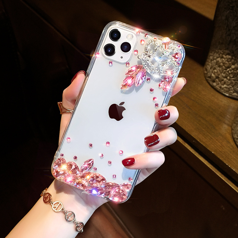 Luxury Suitable for Apple 17 Mobile Phone Case Iphone16Pro Max Rhinestone Flash Diamond 15 Crown 14 Protective Cover 13