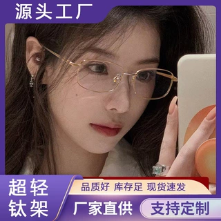 超轻钛架防蓝光丹阳眼镜8027复古商务近视眼镜框架批发可配度数女