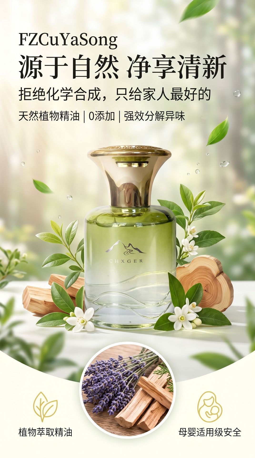 Guanshan Fragrance Premium Car Aromatherapy Cup Holder Fragrance Glass Bottle Long-Lasting Scent Special Car Perfume