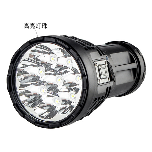 Cross-border strong light flashlight outdoor emergency lighting household multi-function usb charging with side light plastic flashlight