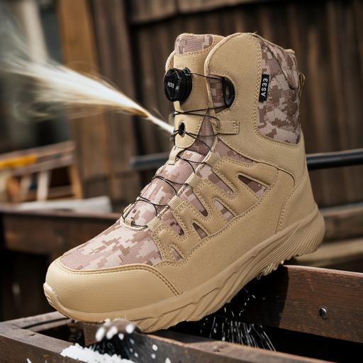 Botas militares de talla grande transfronterizas Botas de campo de montañismo al aire libre para hombres Botas del desierto con hebilla giratoria Botas tácticas para hombres Botas para hombres de Amazon