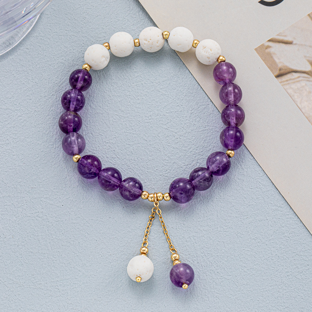 Amista natural de Uruguay pulsera de piedra volcánica de cristal minimalista para mujeres estudiantes de oficina pulsera de regalo para amigos