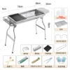 CZ-003 (304 stainless steel grilling mesh) + BBQ five-piece set + frying pan + storage basket + food table
