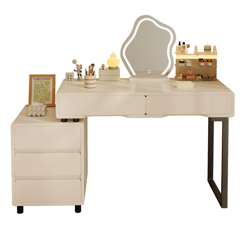 Tocador, cómoda, una pieza, estilo crema, lujo ligero, dormitorio para niñas, mesa de maquillaje multifunción junto a la cama, tocador para apartamentos pequeños