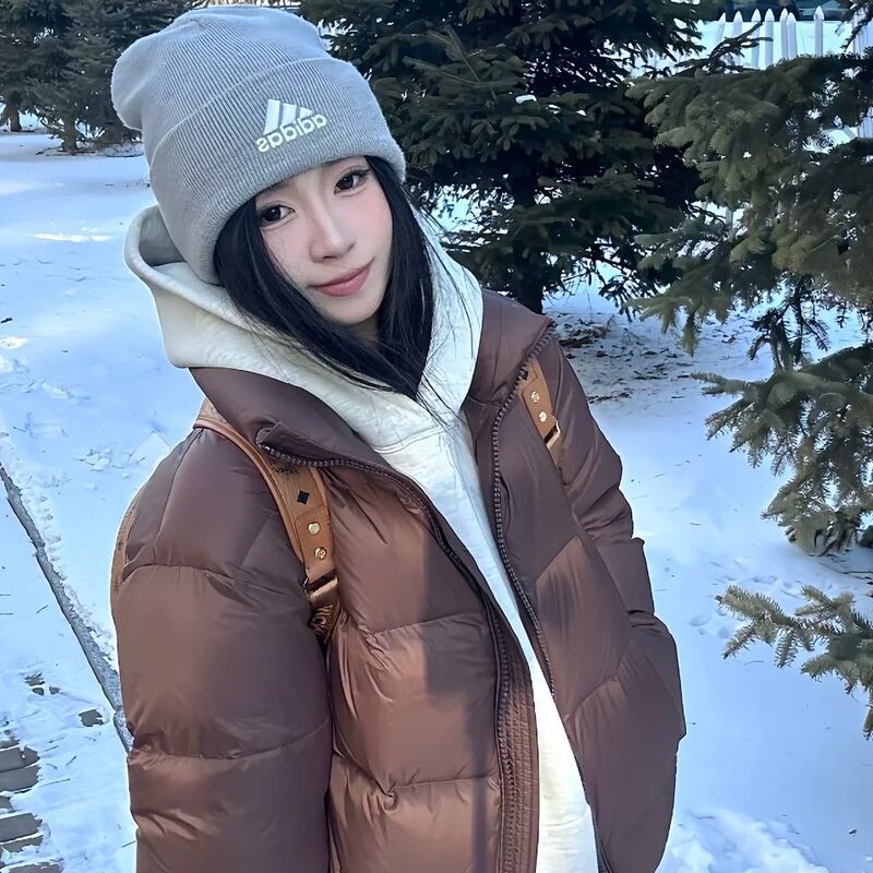 Kendall Jenner Style Short down Jacket Winter Women's 2025 New Brown Coat Petite Lightweight Stand Collar Puffer Jacket Kendall Jenner Style Short down Jacket Winter Women's 2025 New Brown Coat Petite Lightweight Stand Collar Puffer Jacket