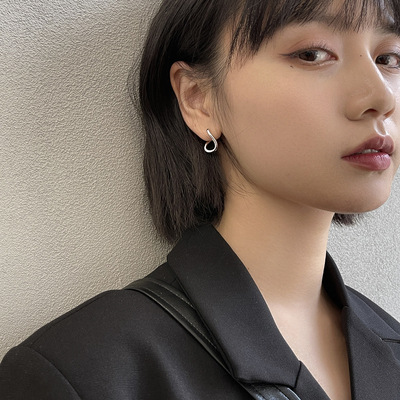 素圈不规则耳钉女小众设计感简约耳环高级感气质耳饰