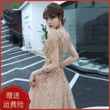 气质名媛新款晚礼服夏主持人连衣裙修身年会艺考平时可穿