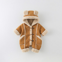 婴儿冬装长袖爬爬服新生宝宝哈衣加绒夹棉棉衣可爱洋气加厚连体衣