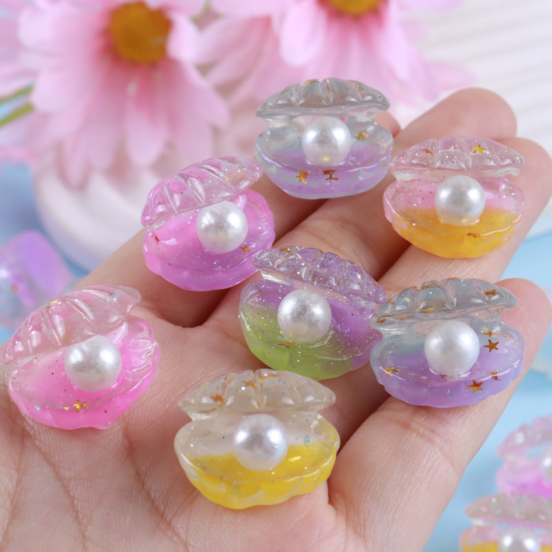 Luminous Resin Artificial Open Pearl Shell Resin Accessories DIY Cream Glue Keychain Refrigerator Magnet Decorative Material