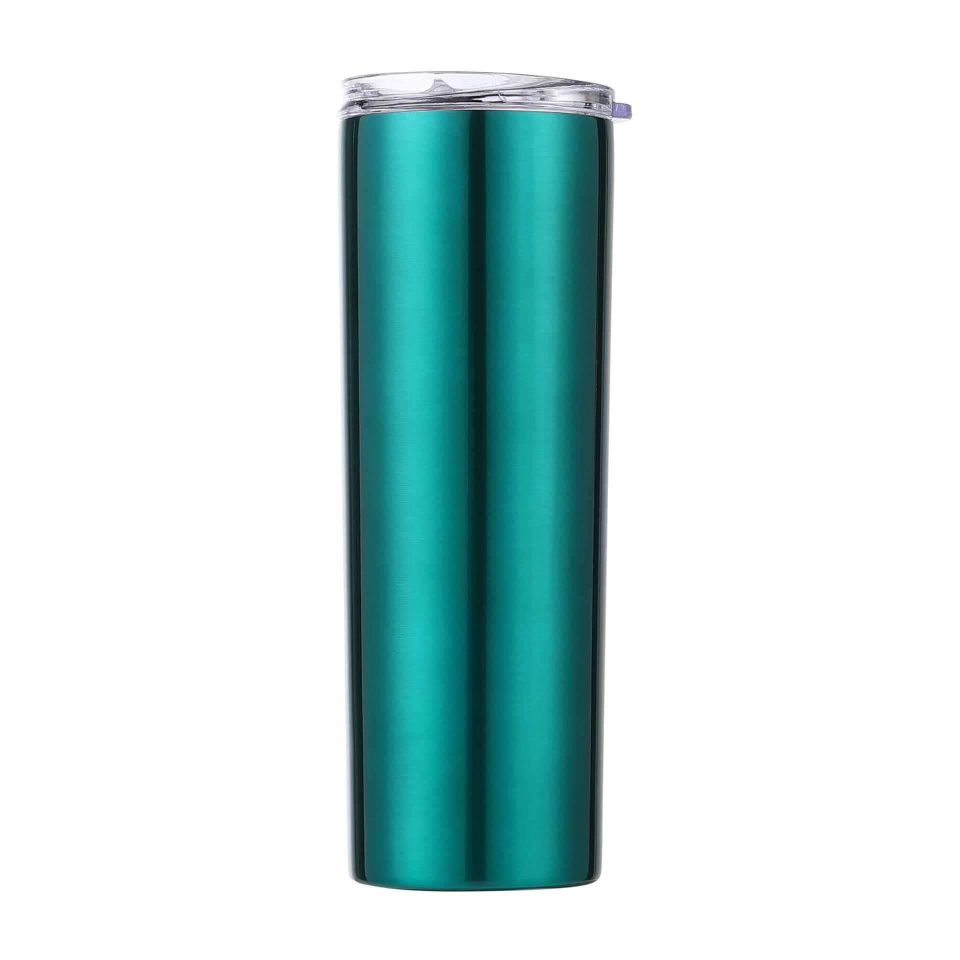 En stock 304 Acero inoxidable 20 taza recta adelgazamiento taza sublimación recubrimiento coche taza recta paja taza de agua logotipo impreso