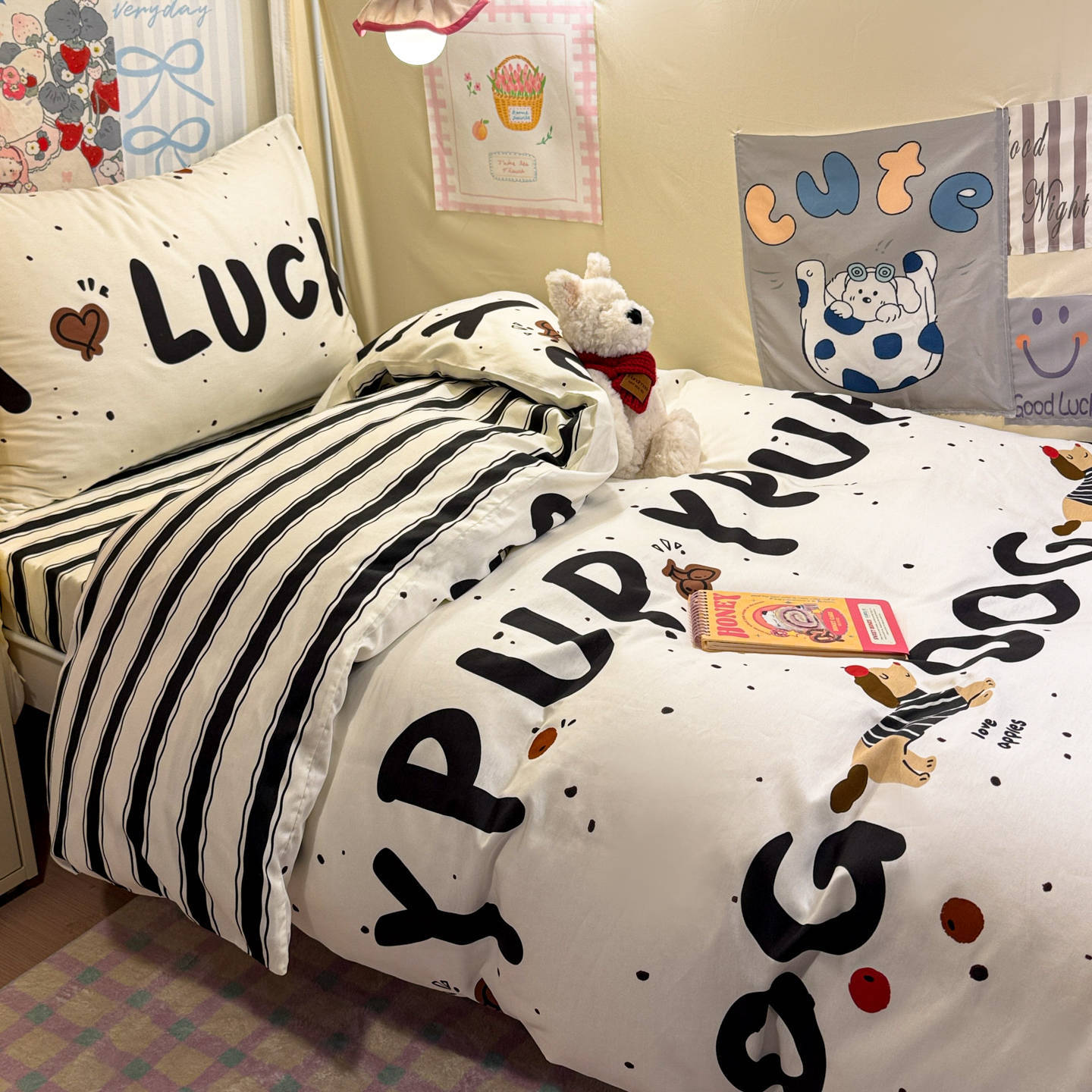 Ropa de cama de tres piezas para dormitorio de estudiantes de algodón puro 100% algodón, ropa de cama para dormitorio individual y doble, juego de cuatro piezas