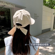 防晒帽明星同款蝴蝶结鸭舌帽子女款时尚夏天户外韩版大檐太阳帽