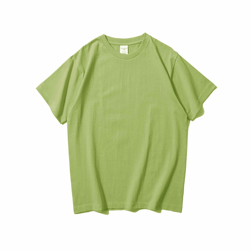 240g algodón pesado suelto cuello redondo color sólido manga corta Camiseta engrosada marca de moda manga corta impresa LOGO