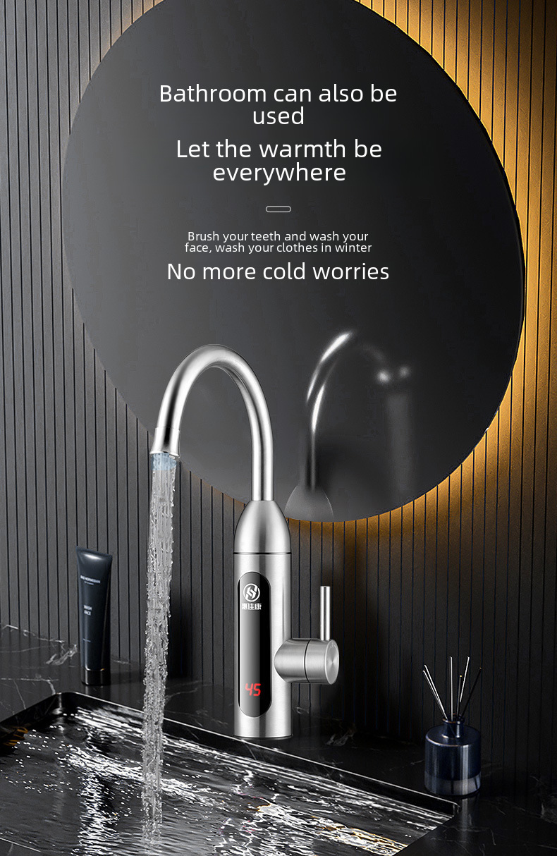 Household kitchen faucet large screen digital display fast heating faucet kitchen instant stainless steel faucet