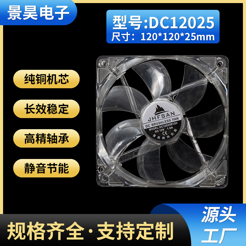 工厂直供DC12025透明机箱电源风扇 风量大长寿命 静音节能