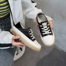 现货【加外箱】踩跟两穿头层牛皮真皮平底小白鞋女懒人鞋软底软面