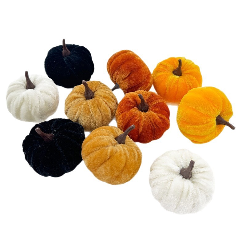 Cross-border simulation of the same flannel pumpkin decorative ornaments Halloween Thanksgiving colorful cloth pumpkin model wholesale