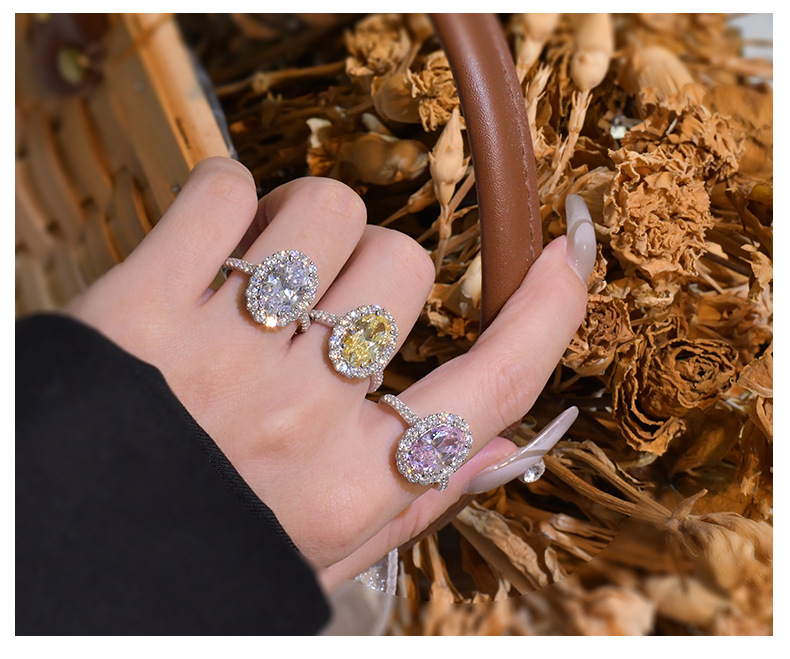 Fashion Geometric Sterling Silver Inlay Zircon Rings 1 Piece