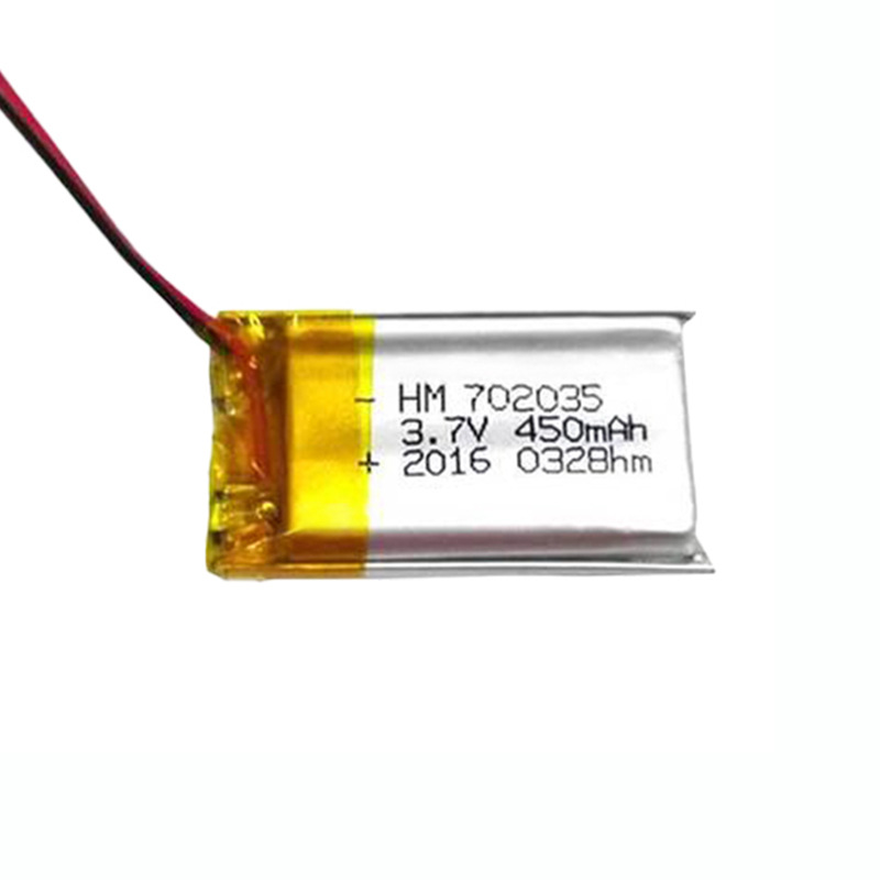 702035聚合物锂电池3.7V450mAh适用美容仪无线鼠标补水仪LED灯具