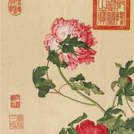 AZA3郎世宁花鸟高清艺术微喷画心宫廷国画客厅玄关书房酒店挂画装