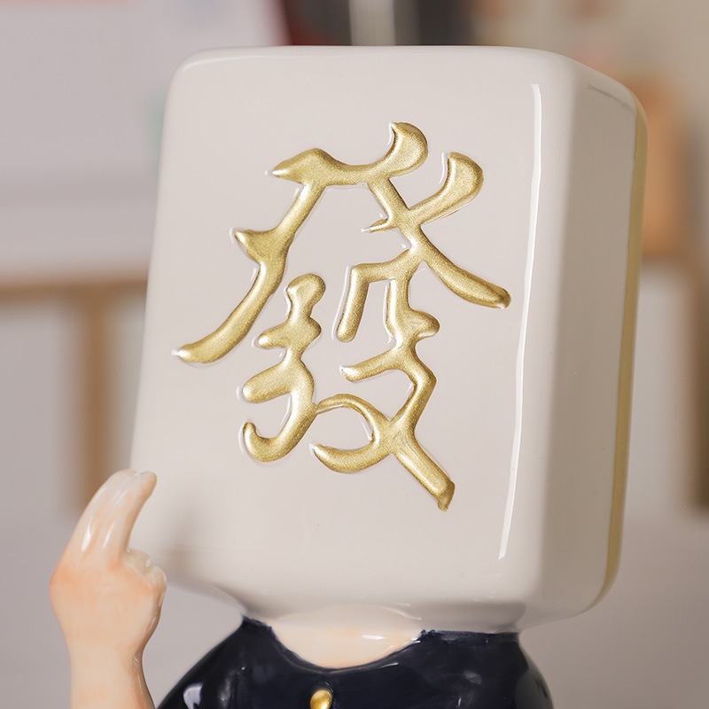 Estrictamente seleccionado Oro Fortuna alcancía mascota caja de monedas de cerámica decoración alcancía cajero tienda Ceremonia de Apertura