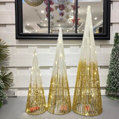 2025クリスマスライト付きスパンコール鉄製クリスマスツリーグラデーションクリスマスツリークリスマス装飾用品クリスマスバケツタワーツリー