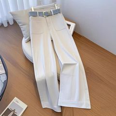 今年流行的爆款白色阔腿牛仔裤女春季2025新款高腰窄版直筒裤长裤