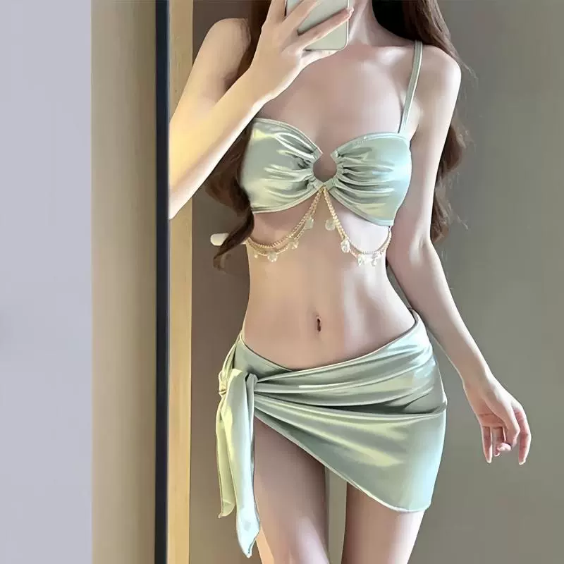 Sexy swimwear, set, split push up bra, 3 piece set