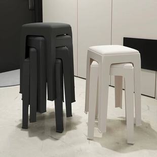 Plastic Stool for Home Use, Thickened and Stackable Square Stool, Modern Simple and Sturdy Durable Dining Table Stool, Spare High Chair
