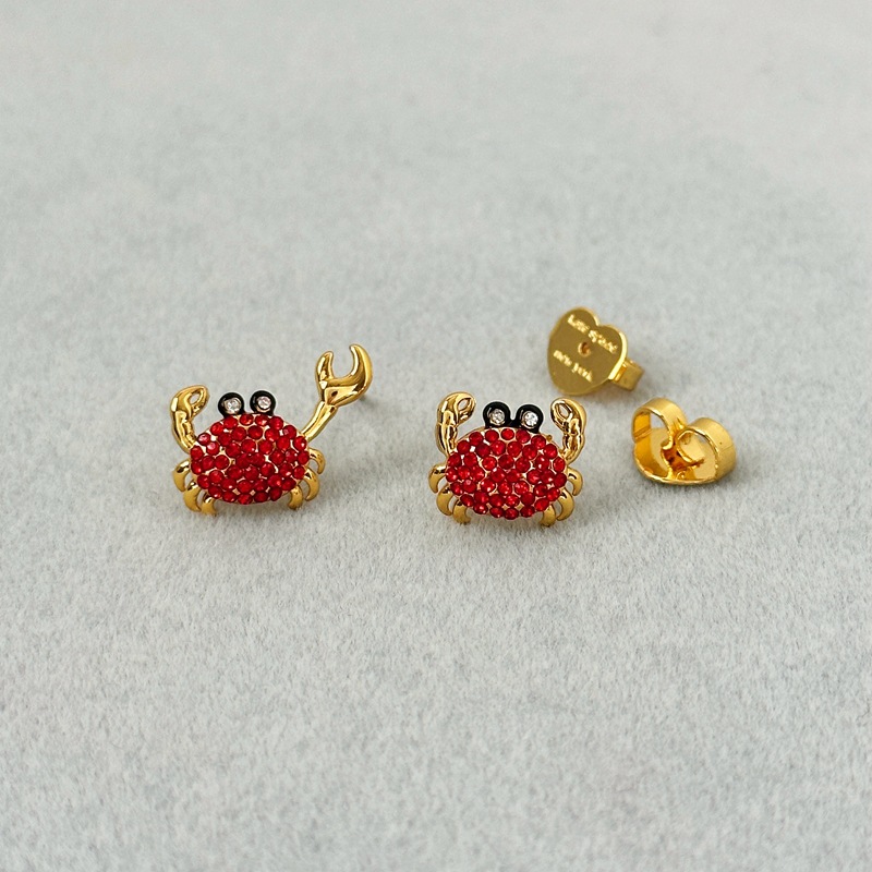 4g Weight 925 Sterling Silver Ear Needle Material Zircon Inlay Material Ear Studs Classification 1 Pair Cute Japanese Style Crab Plating Brass Zircon Ear Studs