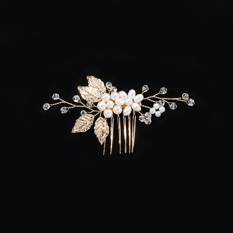 L3040 Carlo Cross-border Pearl Crystal Hair Comb Korean Round Bun Hair Accessory Hair Pin Wedding Wholesale Hair Accessory