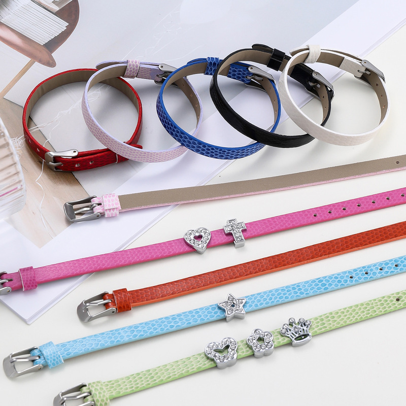 8mm adjustable snake-pattern PU wristband, available in multiple colors, handmade DIY, can be worn with letter accessories and wristband components 8mm adjustable snake-pattern PU wristband, available in multiple colors, handmade DIY, can be worn with letter accessories and wristband components
