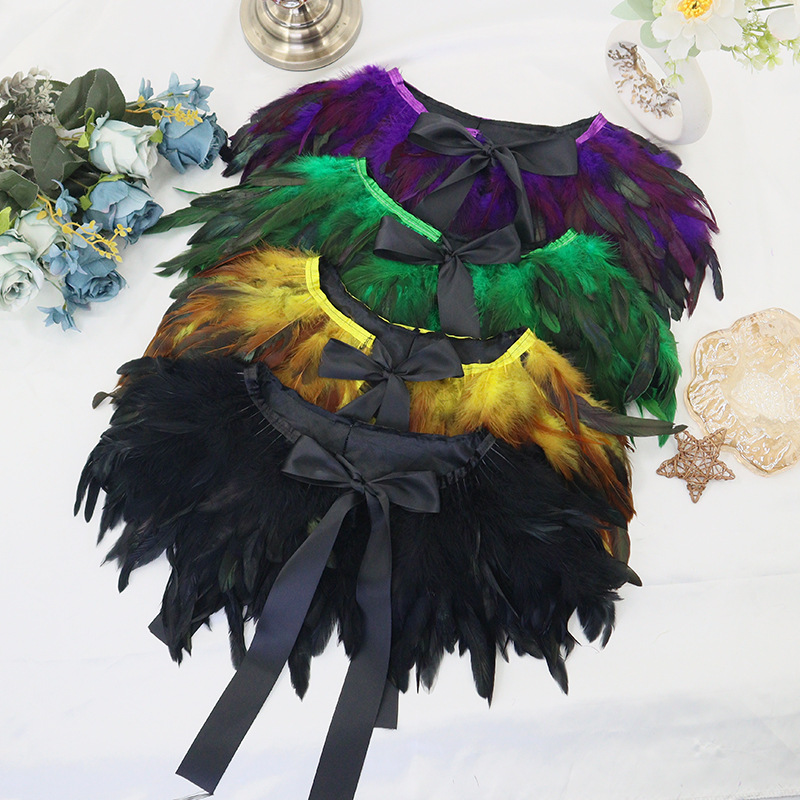 Nuevo estilo gótico colorido plumas chalos de pelo de pollo bufandas de pelo de pollo collar falso Halloween joyas de baile de maquillaje