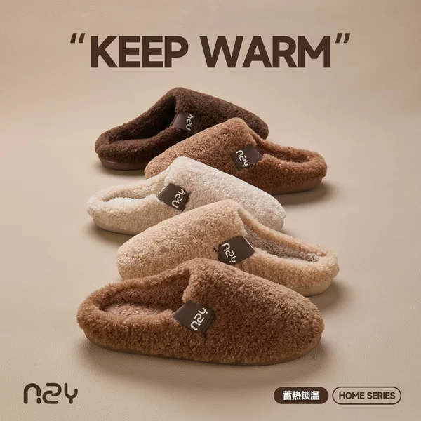 Cotton Slippers for Men, Winter Home Use, Indoor Non-Slip, Thickened, Warm, Plush, Outer Wear, Couple Women's Slippers