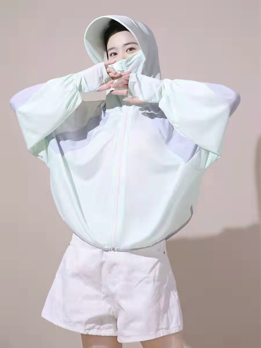 批发户外冰丝防晒衣女防紫外线防晒服2022夏季新款拼接撞色防晒衫