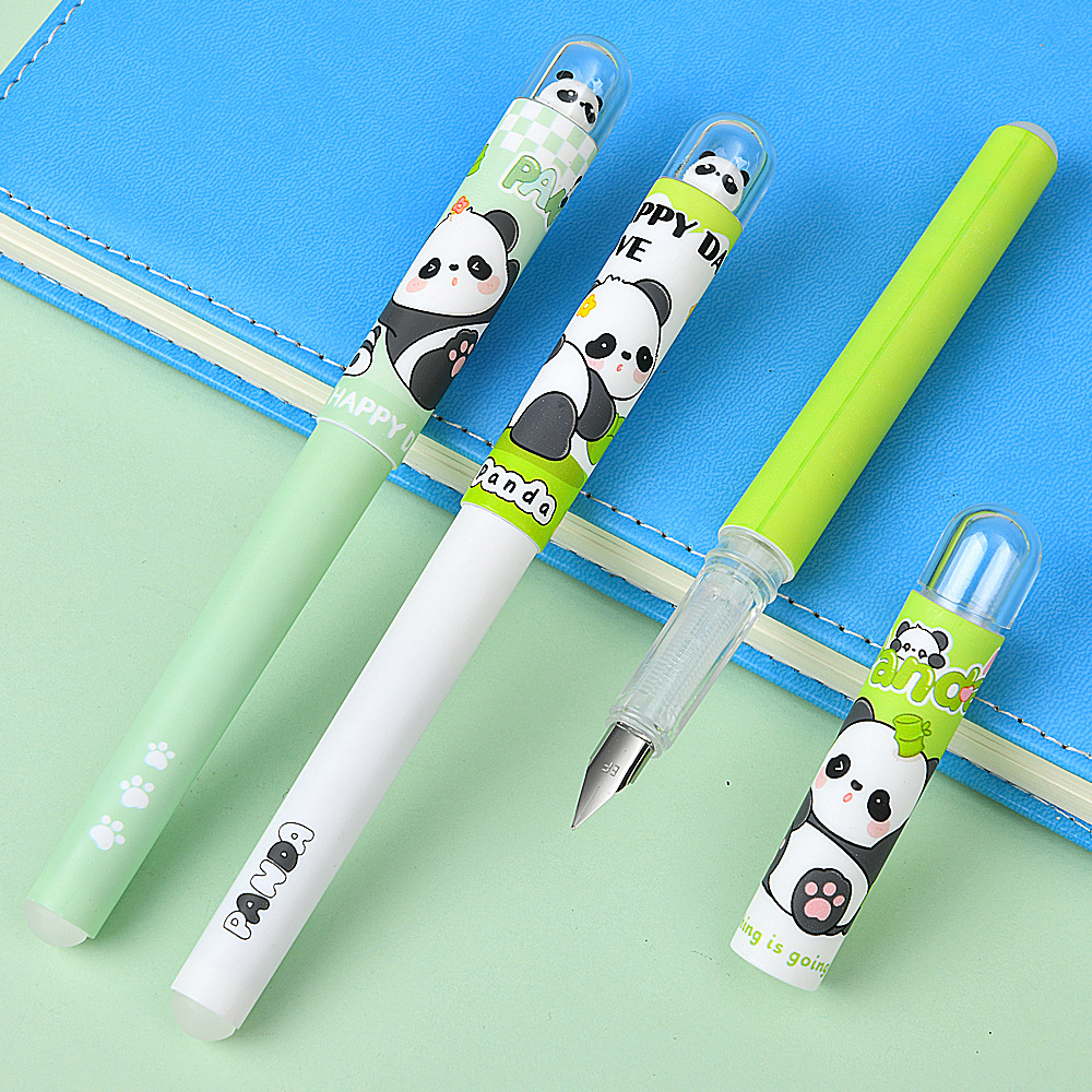 Creativo peekaboo panda pluma estilográfica positiva de alto valor de dibujos animados lindo estudiante pluma estilográfica positiva pluma estilográfica borrable