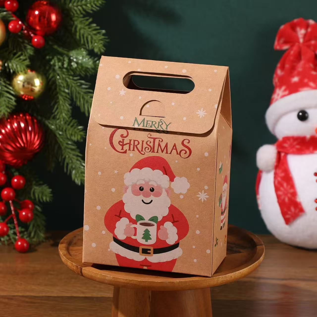 Bolsas de regalo de fiesta de Navidad transfronterizas dulces cajas de regalo de Papá Noel estilo europeo simple embalaje de galletas de bocadillos