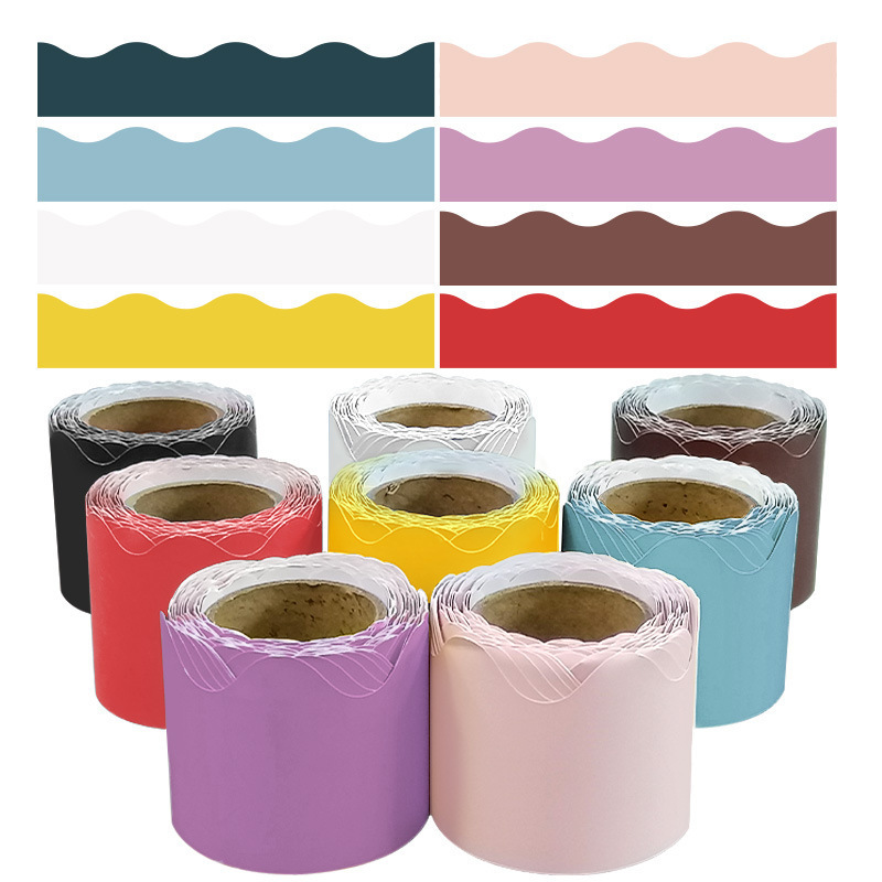 Wavy border stickers waterproof tear-proof blackboard bulletin board border decoration self-adhesive label stickers custom lg