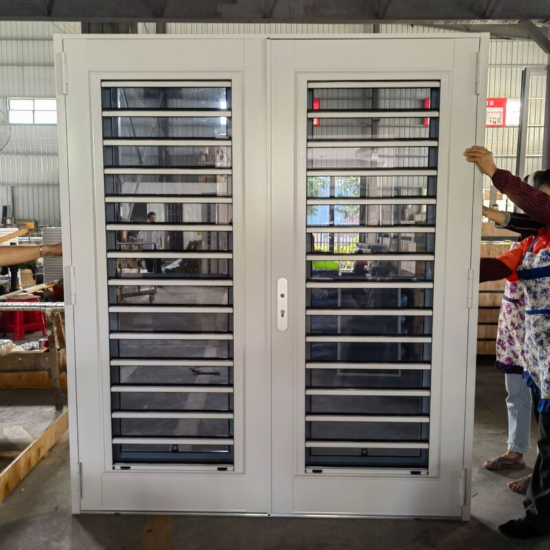 (Factory Direct Sales) European and American Style Aluminum Alloy Manual Glass Blinds, Flat Door Opening, Anti-Theft, Waterproof and Mosquito-Proof