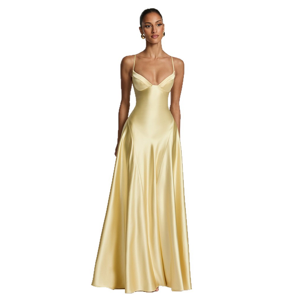 Amazon Europa y América ropa de mujer 2026 nuevo temperamento elegante temperamento de pecho bajo de alta sensación de cintura de cintura vestido de mujer image 5