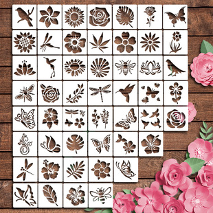 cross-border amazon original 50 pieces flower painting template painting template painting template flower theme di