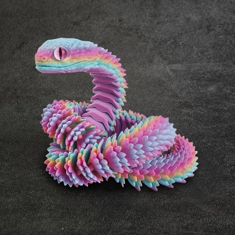3D プリントおもちゃのヘビ可動関節バイパー卓上車の装飾品 PLA 素材シミュレーションヘビクリエイティブフィギュア|undefined