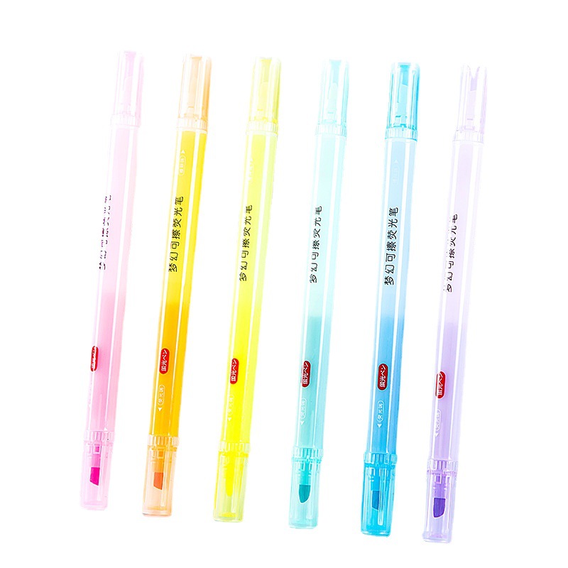 HD24-6 PC 6-color de doble cabeza borrable resaltador estudiante papelería DIY Diario pluma marcado incorrecto pluma de marcado borrable y cambiable
