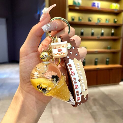 Factory direct sales into oil pearl milk tea bear keychain pendant creative new men's and women's bag small pendant gift