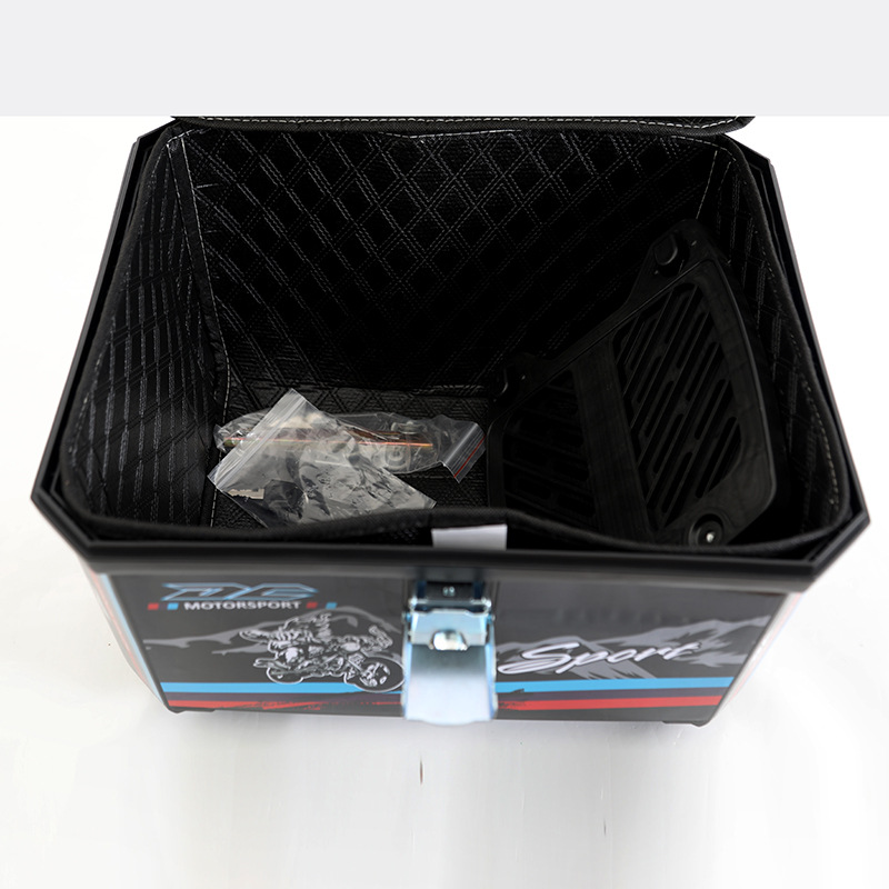 Electric Vehicle Storage Box, Motorcycle Tail Box, Large Capacity, Thickened and Durable, Large Size 47L, Storage for Electric Scooter Trunk