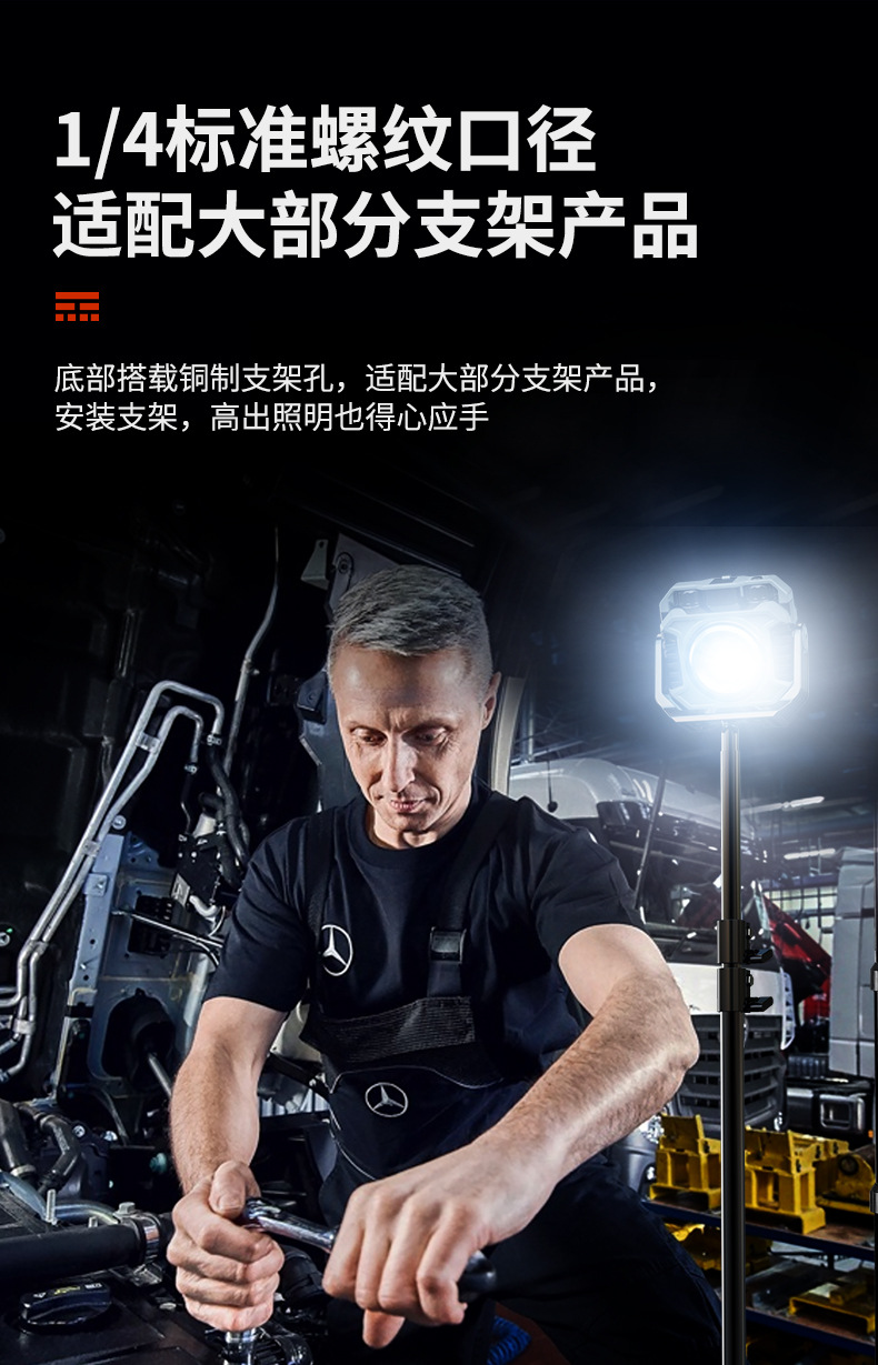 Cross-border outdoor strong light work light camping light super bright mobile portable strong battery life charging magnetic car maintenance light