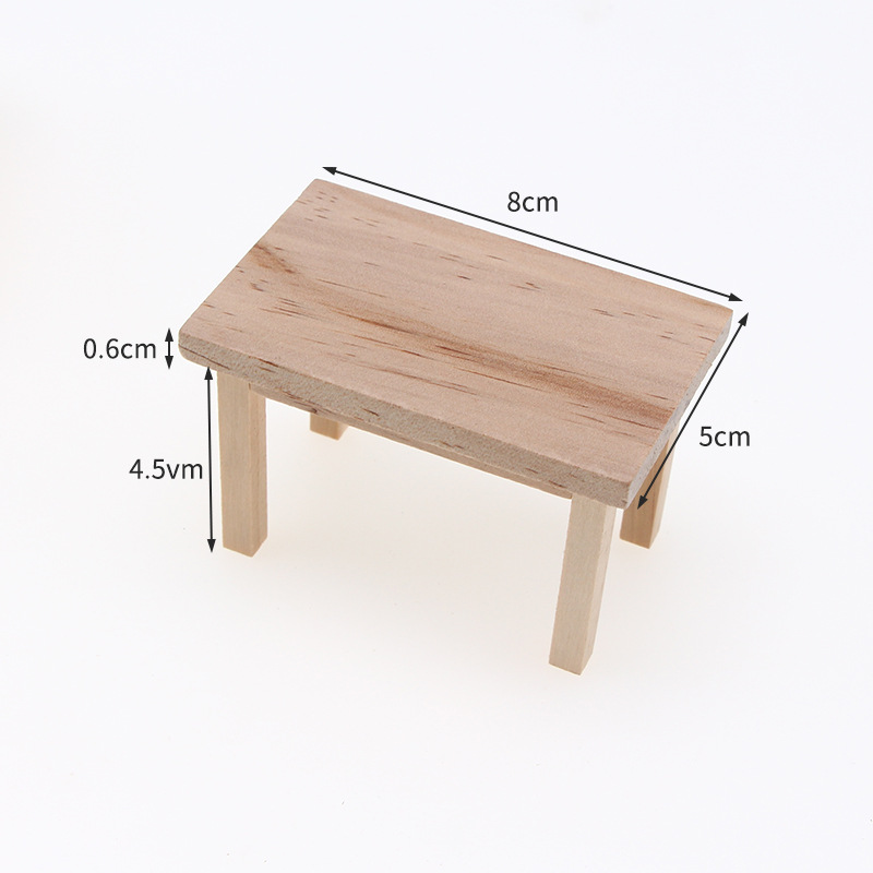 1:12 Dollhouse Mini Mesa larga de madera accesorios de tiro muebles de bolsillo escena en miniatura