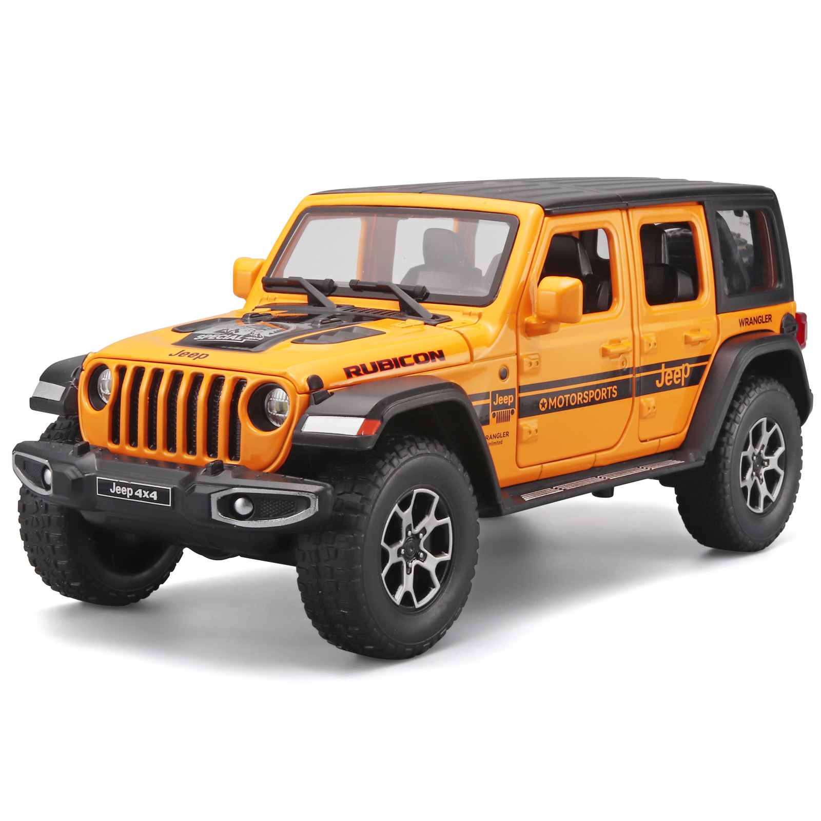 1:24 Jeep Wrangler coche de aleación 7 Puerta Abierta tire hacia atrás con sonido y luz modelo de coche de juguete para niños decoración al por mayor