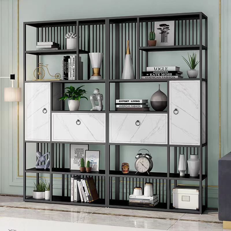 Nordic Light Luxury Bookshelf Storage Rack Living Room Office Multi-Layer Storage Rack Simple Bookcase Home Iron Storage Rack